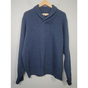 Onward Reserve Mens M Shawl Neck Lambswool Nylon Sweater Pullover Blue